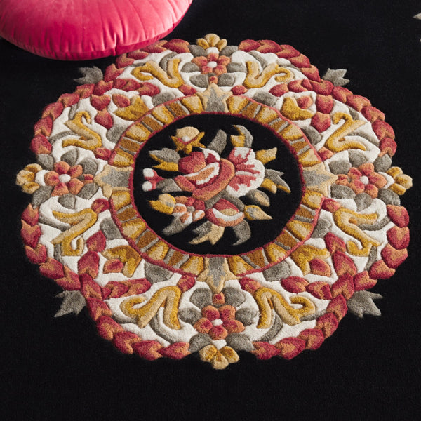 Safavieh Naples Hand-tufted Area Rug - Timeless Light Blue And Ivory Medallion Design For Elegant Spaces Black ,Ivory 80% Wool 10% Cotton Na901z-4