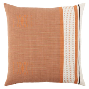 Jaipur Living Vibe by Jaipur Living Parvati Cotton Tribal Motif Throw Pillow for Bohemian Warm Taupe Poly Fill PLW103758