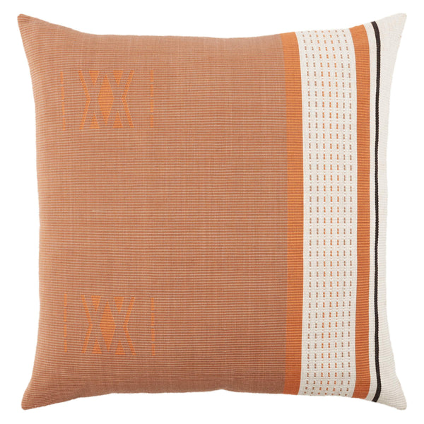 Jaipur Living Vibe by Jaipur Living Parvati Cotton Tribal Motif Throw Pillow for Bohemian Warm Taupe Poly Fill PLW103758
