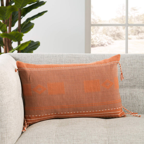 Jaipur Living Vibe by Jaipur Living Bhodi Cotton Lumbar Pillow Cover with Tassel Trim Boho Tribal PLC102466