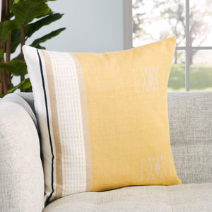 Jaipur Living Vibe by Jaipur Living Parvati Cotton Tribal Motif Throw Pillow for Bohemian Yellow Down PLW103750