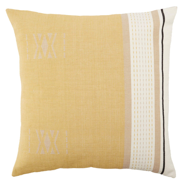 Jaipur Living Vibe by Jaipur Living Parvati Cotton Tribal Motif Throw Pillow for Bohemian Yellow Down PLW103750