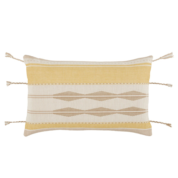 Jaipur Living Vibe Cotton Lumbar Pillow Cover with Tribal Motifs Tassels and Earthy Boho Appeal PLC102467