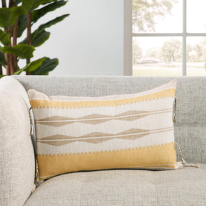 Jaipur Living Vibe by Jaipur Living Mahalia Cotton Lumbar Pillow Tribal Geometric Tassel Trim Boho Poly Fill PLW103755