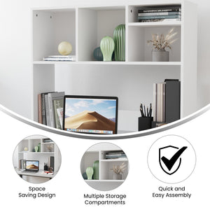 English Elm Lotus Modern Desktop Bookshelf Organizer for Stylish Storage, Perfect for Home Offices & Dorms White NAN-17295-WH-GG