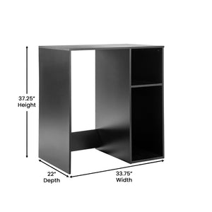 English Elm Lotus Mini Fridge Organizer Station with Double Cubbies for Efficient Space-Saving Storage Solutions Black NAN-17300-BK-GG