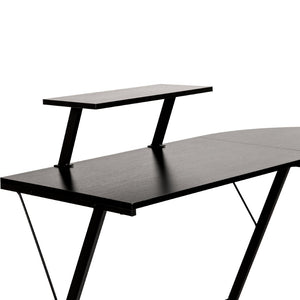 English Elm Ginny L-Shaped Desk: Stylish Space-Saving Corner Workstation for Home Office & Gaming Setup Black Top/Black Frame NAN-CD-22181-BK-BK-GG