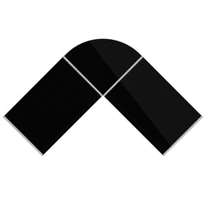 English Elm Ginny L-Shaped Corner Desk for Home Office & Gaming, Stylish Glass Surface, Easy Assembly, Modern Design Black Top/Silver Frame NAN-CD-22181-BK-GG