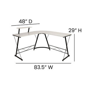 English Elm Ginny L-Shaped Desk: Stylish Space-Saving Corner Workstation for Home Office & Gaming Setup White Top/Black Frame NAN-CD-22181-WH-BK-GG
