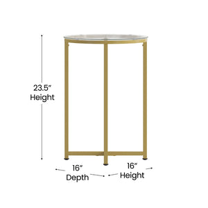 English Elm Greenwich 3-Piece Coffee and End Table Set - Elegant Clear Glass with Stylish Brushed Gold Frame NAN-CEK-10-GG