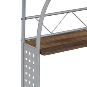 English Elm Clifton Compact Computer Desk with Monitor Shelf - Stylish Mixed-Media Design for Small Spaces Rustic Walnut NAN-CLIFTON-RU-GG