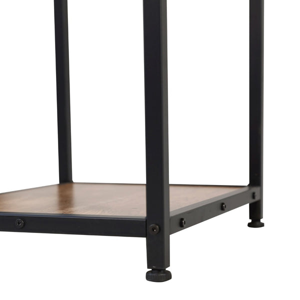 English Elm Jura Modern Bar and Wine Table with Slanted Shelves for Bottles & Stemware Storage, Stylish Design Light Brown Top/Black Frame NAN-F-HY-B23102-BLKBRN-GG