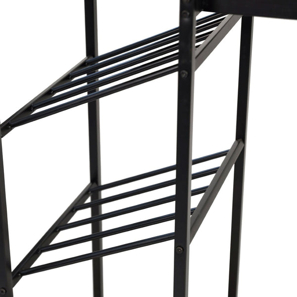 English Elm Jura Modern Bar and Wine Table with Slanted Shelves for Bottles & Stemware Storage, Stylish Design Walnut Top/Black Frame NAN-F-HY-B23102-BLKWLN-GG