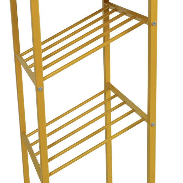 English Elm Jura Modern Bar and Wine Table with Slanted Shelves for Bottles & Stemware Storage, Stylish Design Marble Top/Gold Frame NAN-F-HY-B23102-GLDMRBL-GG