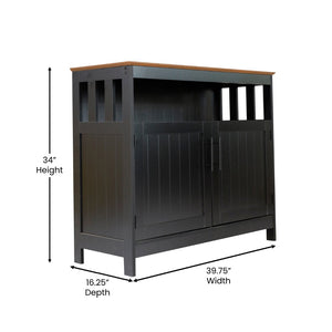 English Elm Mayfield 40" Classic Buffet and Sideboard with Stylish Storage and Elegant Display Options for Home Walnut Top/Black Frame NAN-F-HY-B23108-BLWAL-GG