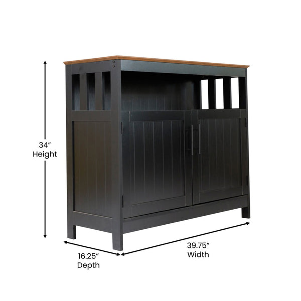 English Elm Mayfield 40" Classic Buffet and Sideboard with Stylish Storage and Elegant Display Options for Home Walnut Top/Black Frame NAN-F-HY-B23108-BLWAL-GG