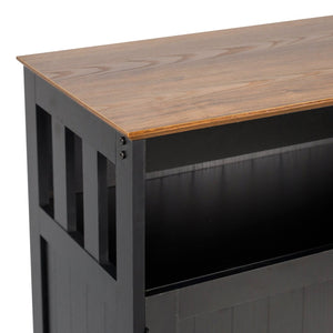 English Elm Mayfield 40" Classic Buffet and Sideboard with Stylish Storage and Elegant Display Options for Home Walnut Top/Black Frame NAN-F-HY-B23108-BLWAL-GG