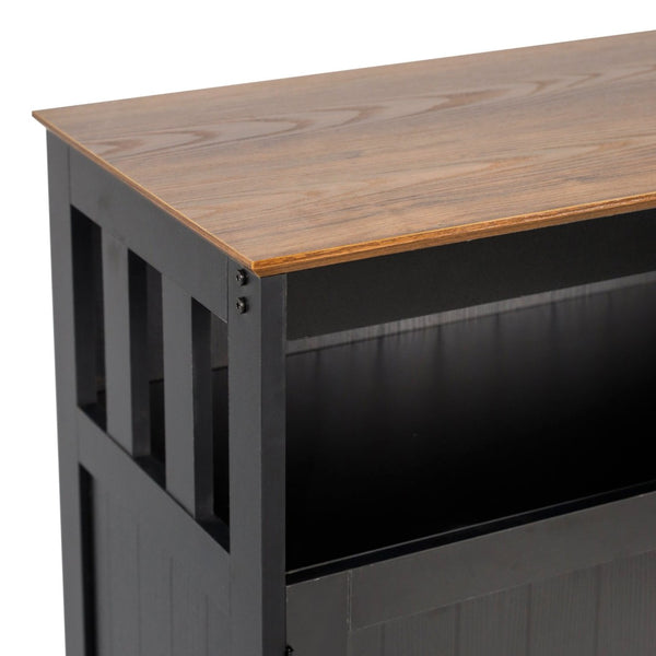 English Elm Mayfield 40" Classic Buffet and Sideboard with Stylish Storage and Elegant Display Options for Home Walnut Top/Black Frame NAN-F-HY-B23108-BLWAL-GG