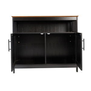 English Elm Mayfield 40" Classic Buffet and Sideboard with Stylish Storage and Elegant Display Options for Home Walnut Top/Black Frame NAN-F-HY-B23108-BLWAL-GG
