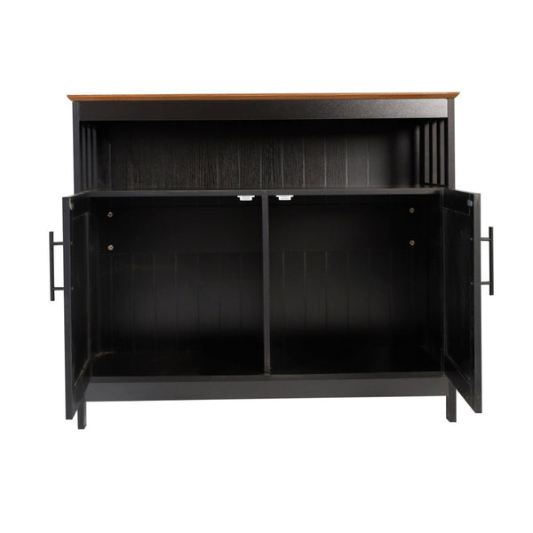 English Elm Mayfield 40" Classic Buffet and Sideboard with Stylish Storage and Elegant Display Options for Home Walnut Top/Black Frame NAN-F-HY-B23108-BLWAL-GG