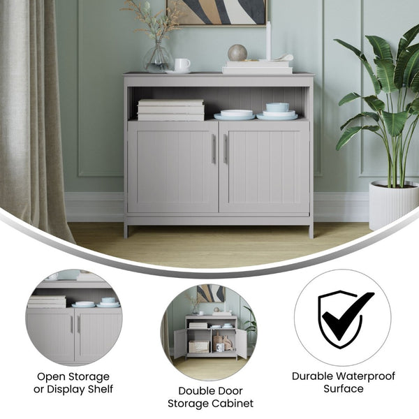 English Elm Mayfield 40" Classic Buffet and Sideboard with Stylish Storage and Elegant Display Options for Home Gray NAN-F-HY-B23108-GRY-GG