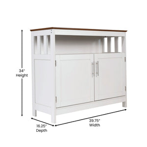 English Elm Mayfield 40" Classic Buffet and Sideboard with Stylish Storage and Elegant Display Options for Home Walnut Top/White Frame NAN-F-HY-B23108-WHWAL-GG