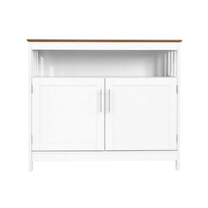 English Elm Mayfield 40" Classic Buffet and Sideboard with Stylish Storage and Elegant Display Options for Home Walnut Top/White Frame NAN-F-HY-B23108-WHWAL-GG