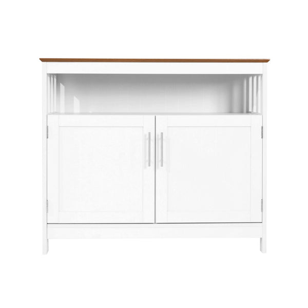 English Elm Mayfield 40" Classic Buffet and Sideboard with Stylish Storage and Elegant Display Options for Home Walnut Top/White Frame NAN-F-HY-B23108-WHWAL-GG