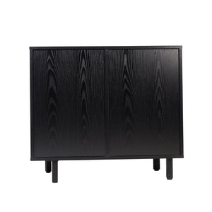 English Elm Elmont Classic Bar and Sideboard with Shaker-Inspired Design, Stemware Storage, and Bottle Display Black NAN-F-HY-B23113-BLK-GG