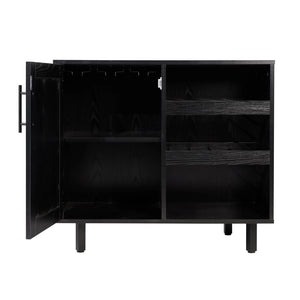 English Elm Elmont Classic Bar and Sideboard with Shaker-Inspired Design, Stemware Storage, and Bottle Display Black NAN-F-HY-B23113-BLK-GG