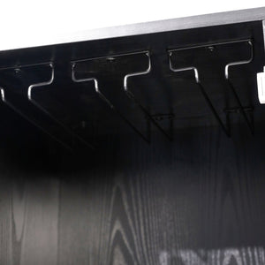 English Elm Elmont Classic Bar and Sideboard with Shaker-Inspired Design, Stemware Storage, and Bottle Display Black NAN-F-HY-B23113-BLK-GG