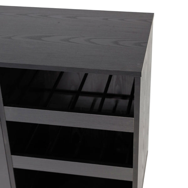 English Elm Elmont Classic Bar and Sideboard with Shaker-Inspired Design, Stemware Storage, and Bottle Display Black NAN-F-HY-B23113-BLK-GG