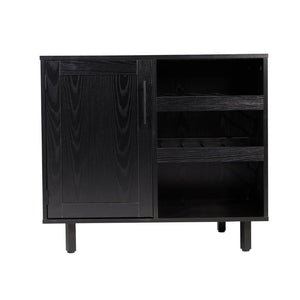 English Elm Elmont Classic Bar and Sideboard with Shaker-Inspired Design, Stemware Storage, and Bottle Display Black NAN-F-HY-B23113-BLK-GG