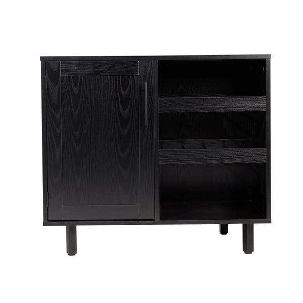 English Elm Elmont Classic Bar and Sideboard with Shaker-Inspired Design, Stemware Storage, and Bottle Display Black NAN-F-HY-B23113-BLK-GG