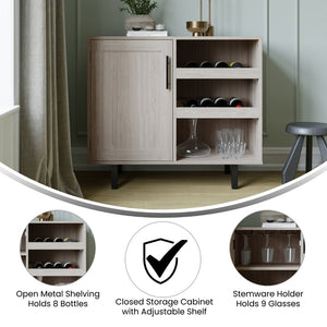 English Elm Elmont Classic Bar and Sideboard with Shaker-Inspired Design, Stemware Storage, and Bottle Display Gray NAN-F-HY-B23113-GRY-GG