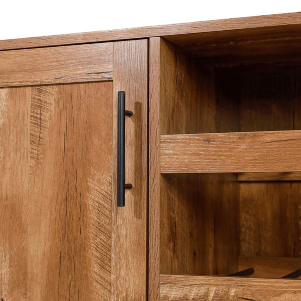 English Elm Elmont Classic Bar and Sideboard with Shaker-Inspired Design, Stemware Storage, and Bottle Display Light Brown NAN-F-HY-B23113-LTBRN-GG