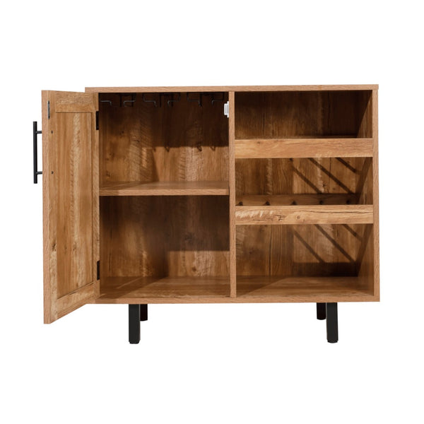 English Elm Elmont Classic Bar and Sideboard with Shaker-Inspired Design, Stemware Storage, and Bottle Display Light Brown NAN-F-HY-B23113-LTBRN-GG