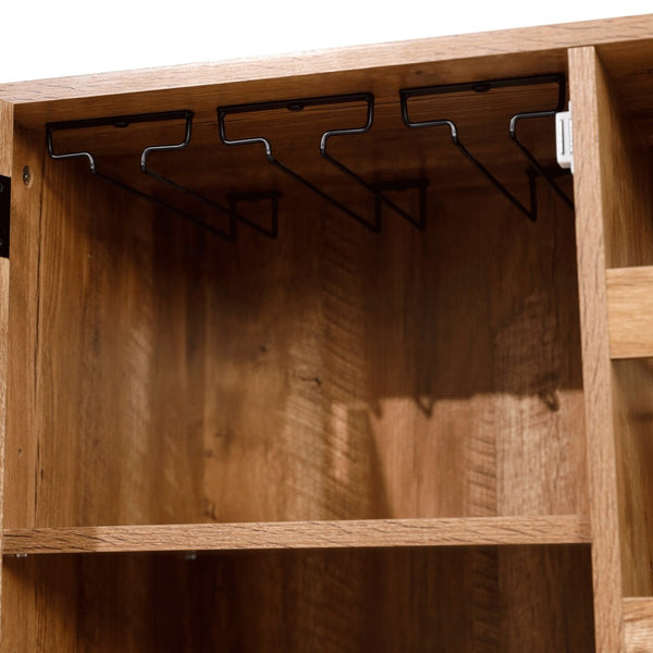 English Elm Elmont Classic Bar and Sideboard with Shaker-Inspired Design, Stemware Storage, and Bottle Display Light Brown NAN-F-HY-B23113-LTBRN-GG