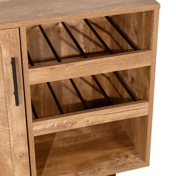 English Elm Elmont Classic Bar and Sideboard with Shaker-Inspired Design, Stemware Storage, and Bottle Display Light Brown NAN-F-HY-B23113-LTBRN-GG