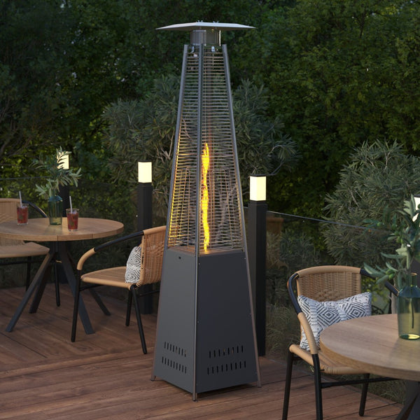English Elm Sol Patio Outdoor Heater - 42,000 BTU Pyramid Propane Heater for Residential & Commercial Use Slate Gray 90" High NAN-FSDC-01-GY-GG