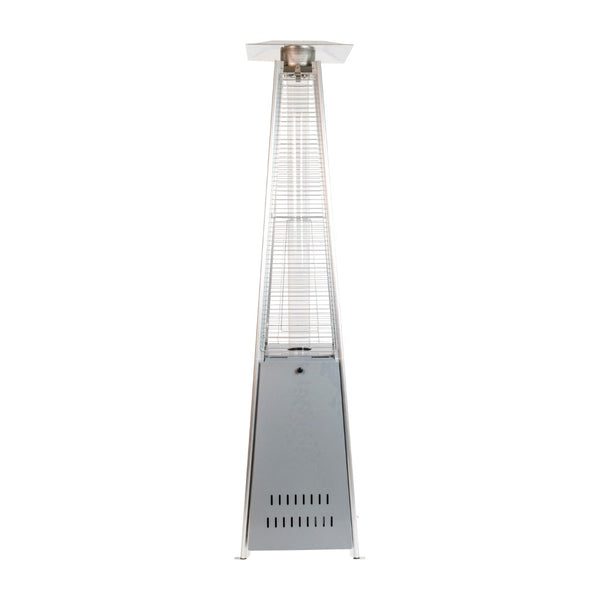 English Elm Sol Patio Outdoor Heater - 42,000 BTU Pyramid Propane Heater for Residential & Commercial Use Silver 90" High NAN-FSDC-01-SL-GG