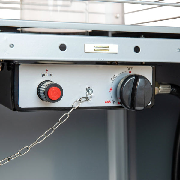 English Elm Sol Patio Outdoor Heater - 42,000 BTU Pyramid Propane Heater for Residential & Commercial Use Silver 90" High NAN-FSDC-01-SL-GG