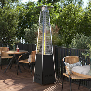 English Elm Sol Patio Outdoor Heater - 42,000 BTU Pyramid Propane Heater for Residential & Commercial Use Black 90" High NAN-FSDC-02-BK-GG