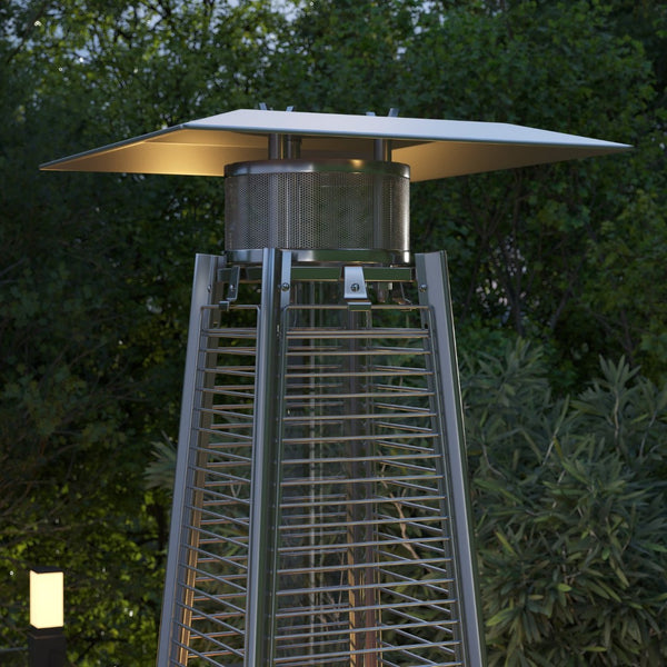 English Elm Sol Patio Outdoor Heater - 42,000 BTU Pyramid Propane Heater for Residential & Commercial Use Black 90" High NAN-FSDC-02-BK-GG