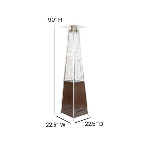 English Elm Sol Patio Outdoor Heater - 42,000 BTU Pyramid Propane Heater for Residential & Commercial Use Bronze 90" High NAN-FSDC-02-BR-GG
