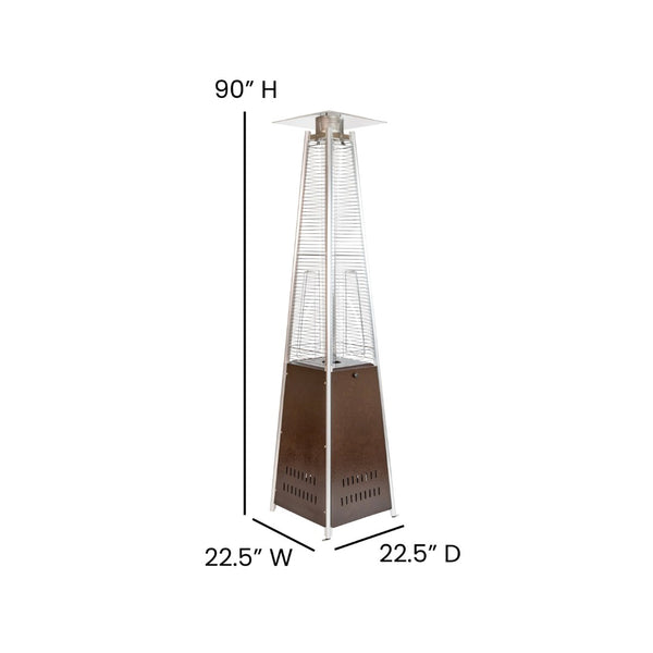 English Elm Sol Patio Outdoor Heater - 42,000 BTU Pyramid Propane Heater for Residential & Commercial Use Bronze 90" High NAN-FSDC-02-BR-GG
