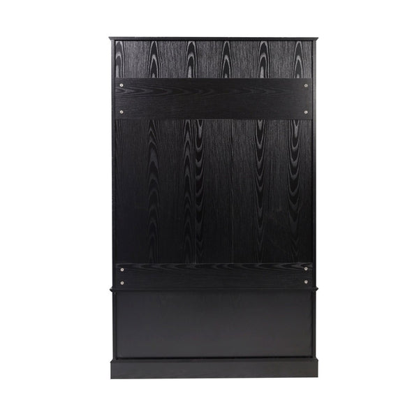 English Elm Fraser 40" Wide Hall Tree with Storage Bench, Coat Rack, and Upper Cubbies for Organized Entryway Black NAN-FY-HY-HT04-BLK-GG