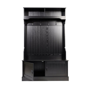 English Elm Fraser 40" Wide Hall Tree with Storage Bench, Coat Rack, and Upper Cubbies for Organized Entryway Black NAN-FY-HY-HT04-BLK-GG