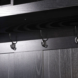 English Elm Fraser 40" Wide Hall Tree with Storage Bench, Coat Rack, and Upper Cubbies for Organized Entryway Black NAN-FY-HY-HT04-BLK-GG