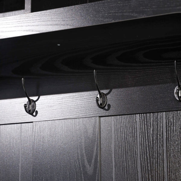 English Elm Fraser 40" Wide Hall Tree with Storage Bench, Coat Rack, and Upper Cubbies for Organized Entryway Black NAN-FY-HY-HT04-BLK-GG